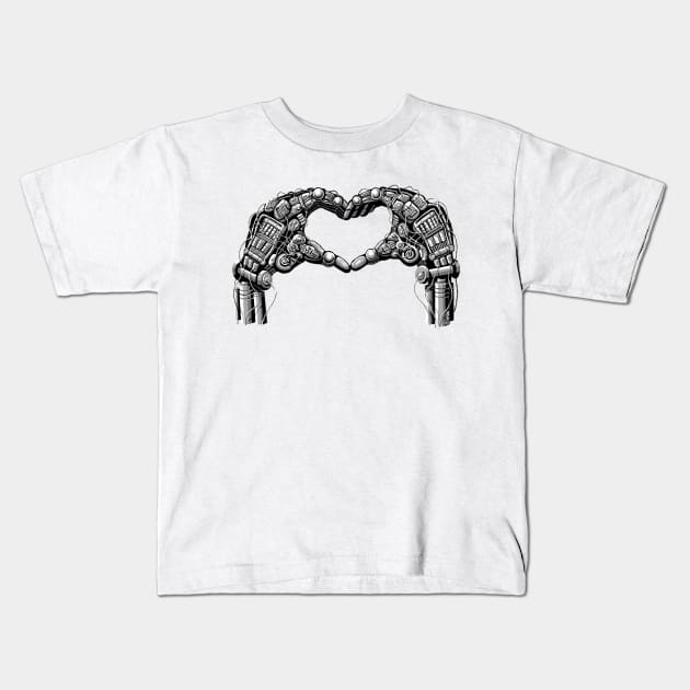 Robot Hands make Heart Shape Kids T-Shirt by NewSignCreation